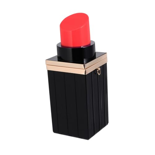 MUCKLILY Schwarze Lippenstift Form transparente Schultertasche mit Kette Damen Clutch Abendtasche Kleine Umhängetasche Modisch Vielseitig Großer Stauraum für Dinner und Party von MUCKLILY