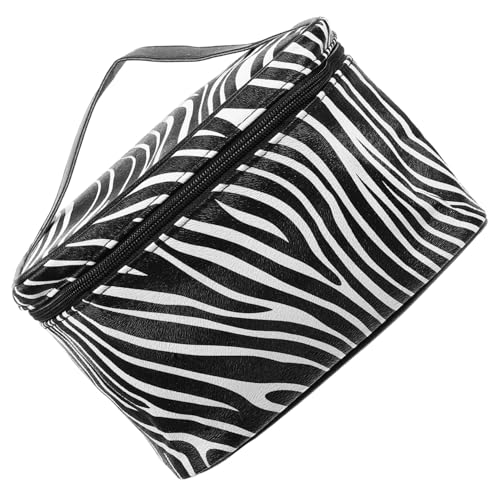 MUCKLILY Schwarze Weiße Zebramuster Kosmetiktasche mit Robustem Reißverschluss Großer Kapazität Makeup Organizer Reise Täschchen für Damen Leicht Kompakt und Vielseitig Einsetzbar von MUCKLILY
