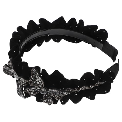 MUCKLILY Schwarzes Stirnband Damen Knotenfrei Falten design Volumensteigernd Kawaii Spa Haarband für Gesichtswäsche Modisches Kompaktes Haarschmuck Accessoire von MUCKLILY