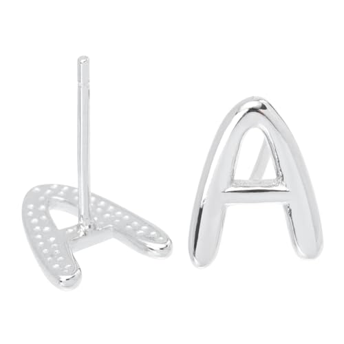 MUCKLILY Silber Buchstaben Ohrstecker A Initial Studs Push Back Ohrschmuck Damen Elegant Alltag Party von MUCKLILY