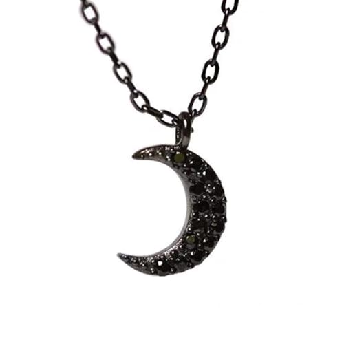 MUCKLILY Silberkette mit funkelndem Mondanhänger Funkelnder Rhinestone Choker Dunkler Stil Halskette für Damen Eleganter Schmuck Passend zu Schwarzem Kleid von MUCKLILY