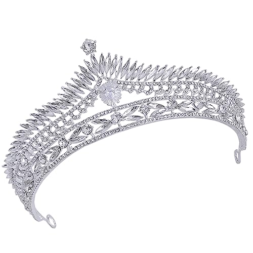 MUCKLILY Silberne Barock Krone Brautschmuck Hochzeits Haarschmuck Geburtstag Haarkrone Damen Modisches Stirnband Elegant Leicht für Party und Cosplay von MUCKLILY