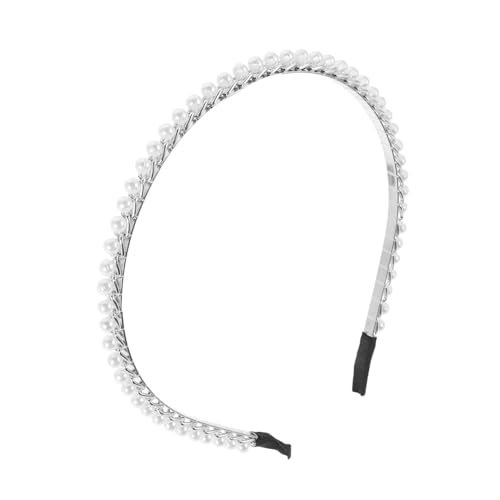 MUCKLILY Silberne Perlen Haarreif Schmales Metall Headpiece Brautschmuck für Frauen Hochzeit Haarschmuck Elegant Leicht Vielseitig für Braut und Festliche Anlässe von MUCKLILY