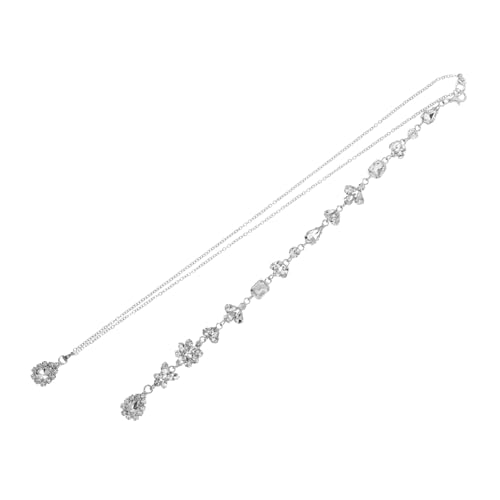 MUCKLILY Silberne Rückenkette mit Kristallanhänger Lange Braut Halskette Eleganter Schmuck für Hochzeit Party und Besondere Anlässe Fein Verarbeitet Modisches Design für Frauen von MUCKLILY