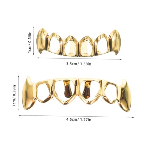 MUCKLILY Single Mouth Grill Goldfarbene Hohlgearbeitete Hip Hop Zahn Deko Leicht Tragbarer Fake Zähne Schmuck für Cosplay Party und Performance Robust und Wiederverwendbar von MUCKLILY
