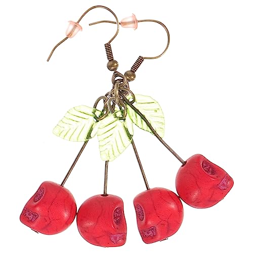 MUCKLILY Skull Cherry Ohrringe Damen Halloween Ohrhänger Leichtes Legierungs Design Modisch Punk Stil Schmuck Accessoire für Party und Alltag von MUCKLILY