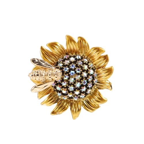 MUCKLILY Sonnenblumen Brosche mit Funkelnden Strasssteinen Damen Anstecknadel für Schals Kleider Mäntel Modische Blumenbrosche als Stilvolles für Frauen und Besondere Anlässe von MUCKLILY