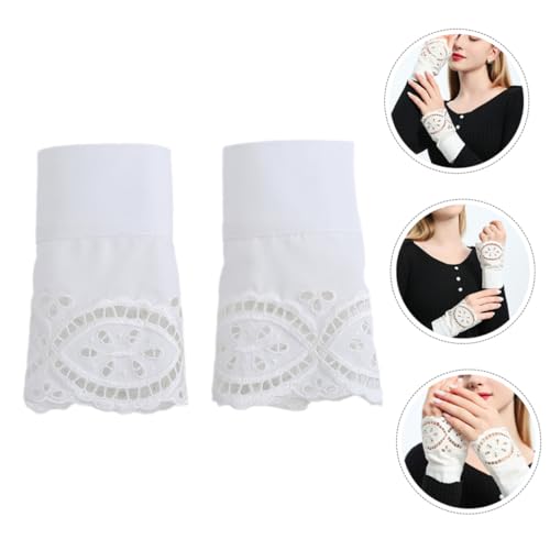 MUCKLILY Spitzen armbänder mit Rüschen Abnehmbare Dekorative Ärmelmanschetten Elegante Weiße Spitzenborte Komfortabel und Modisch für Damen Geeignet für Alltag und Festliche Anlässe von MUCKLILY