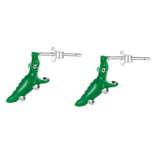 MUCKLILY Sterlingsilber Krokodil Ohrstecker Cartoon Design Grün Emaille Ohrschmuck für Mädchen Alltag Party von MUCKLILY