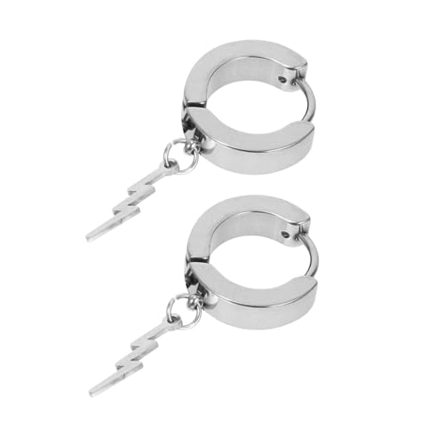 MUCKLILY Stilvolle Edelstahl Ohrringe Unisex Funkendes Design Kreative Ohraccessoires Silberfarben Leicht Tragbar Alltagsschmuck von MUCKLILY