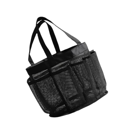 MUCKLILY Strandtasche Netz mit Leichte Langlebige Badetasche für Damen und Familie Großer Organizer für Reise Schwimmen Urlaub Tragbare Kulturtasche aus Hochwertigem Schwarz von MUCKLILY