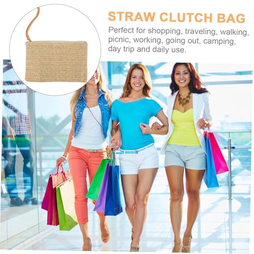 MUCKLILY Strandtasche Stroh Clutch Geldbörse Damen Leicht Mit Reißverschluss Und Armband Sommerklein Für Hochzeit Party Freizeit von MUCKLILY