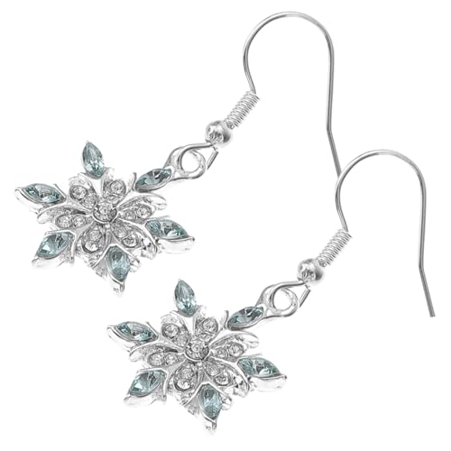 MUCKLILY Strass Ohrringe Damen Wasserblau Schneeflocken Ohrschmuck Doppel Farbe Eardrop Legierung Elegant Party Schmuck für Frauen Mädchen Alltag von MUCKLILY