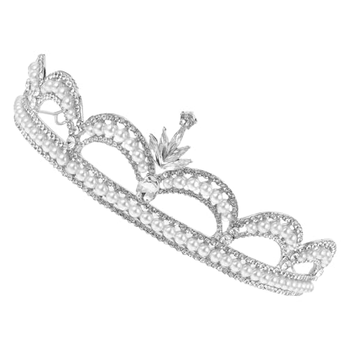 MUCKLILY Strass Tiara mit Perlen und Zinklegierung Eleganter Brautschmuck Sicherer Sitz durch Pins für Hochzeit Geburtstag und Besondere Anlässe Passendes Stirnband für Damen von MUCKLILY