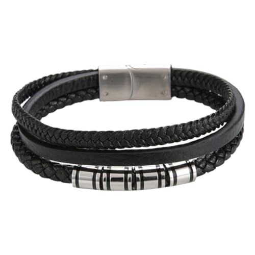 MUCKLILY Strickarmband für Herren Mehrschichtiges Personalisierbares Edelstahlarmband Schwarz für Partys Reisen und Strand Leicht und Robustem MUCKLILY Strickarmband für Herren Mehrschichtiges Personalisierbares Edelstahlarmband Schwarz für Partys Reisen und Strand Leicht und Robustem von MUCKLILY