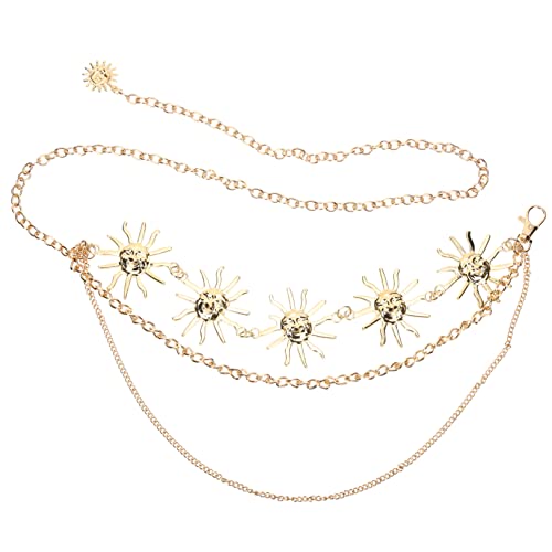 MUCKLILY Taillenkette Damen Einstellbare Metall Bauch Kette mit Sonnendesign Eleganter Körper Schmuck für Strand Partys Modischer Mehrschichtiger Gürtel für Frauen von MUCKLILY