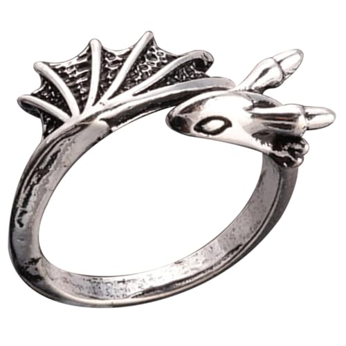 MUCKLILY Titanstahl Drache Ring Herren Retro Öffnung Cooles Design Modeschmuck Festival Party Schmuck von MUCKLILY