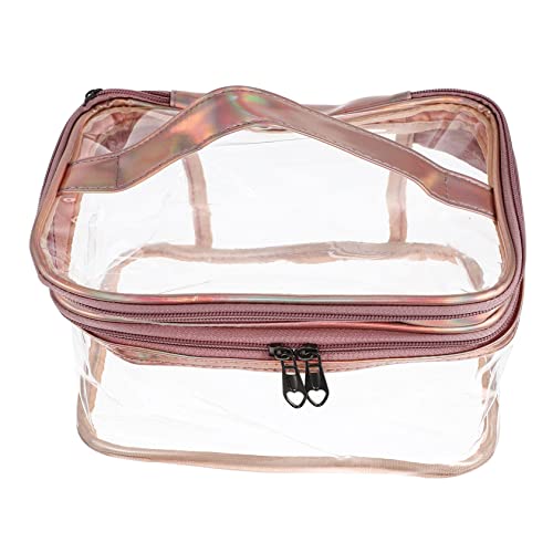 MUCKLILY Transparente Doppellagige Kosmetiktasche mit Robustem Reißverschluss Wasserdichter Kulturbeutel für Damen Leichter Make up Organizer für Reisen und Persönliche Pflege Tragbarer von MUCKLILY