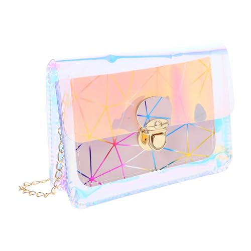 MUCKLILY Transparente Mini Schultertasche Damen mit Verstellbarem Kettengurt Schicke Crossbody Handtasche für Arbeit Shopping und Freizeit Modische Klare Umhängetasche für Frauen von MUCKLILY
