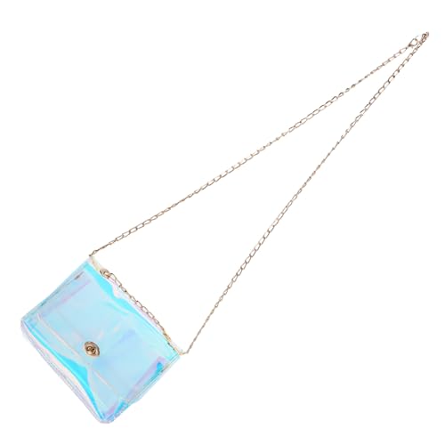 MUCKLILY Transparente PVC Jelly Purse Damen Umhängetasche Klein Holografische Crossbody Bag mit Metallkette Vielseitig Einzelschulter Messenger Bag Freizeit Tasche Farbverlauf von MUCKLILY