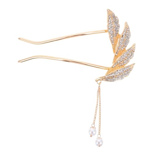 MUCKLILY U-förmige Haarnadel mit Goldenem Tassel Eleganter Perlen Strass-haarklammer Langlebiger Haarklammer für Dickes Haar Praktischer Haarstyling-clip für Damen und Mädchen von MUCKLILY