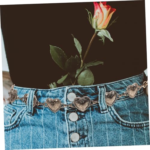 MUCKLILY Verstellbare Metall Waist Chain mit Herzform Vintage Design Damen Bauchkette Schmuck für Kleider Jeans und Hosen Modisches Goldenes Taillenzubehör von MUCKLILY