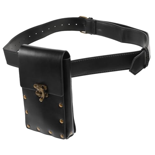 MUCKLILY Verstellbare Punk Gürteltasche aus Strapazierfähigem Pu Material Vintage Hüfttasche für Outdoor Sport und Freizeit Damen Mini Bauchtasche im Lässigen Stil Robust und Reißfest von MUCKLILY