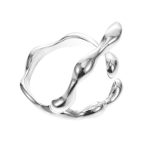 MUCKLILY Verstellbarer Damenring Silber Offener Bambus design Finger Gelenkring Elegant Stapelbar Komfortabel Schmuck von MUCKLILY