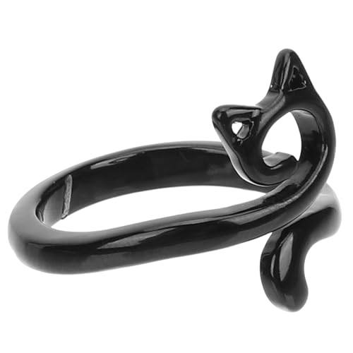 MUCKLILY Verstellbarer Damenring mit Katzenmotiv Offener Metallring aus Hochwertiger Legierung Modisches Tier fingerschmuck accessoire Einstellbar und Langlebig als Geschenk für von MUCKLILY