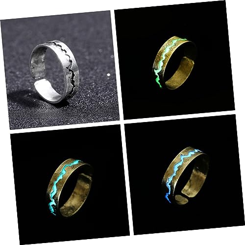 MUCKLILY Verstellbarer Kreativer Finger Ring mit Riss Design Modischer Antiker Silberschmuck Nachtleuchtender Bläulich Grüner Schmuckring für Damen und Mädchen zu Geburtstag und Jubiläum von MUCKLILY