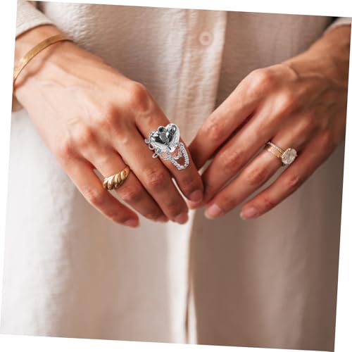 MUCKLILY Verstellbarer Metallring mit Gebrochenem Herz und Kettendesign Modischer Schmuckring für Teenager Mädchen Langlebig Hautfreundlich für Partys und Besondere Anlässe von MUCKLILY