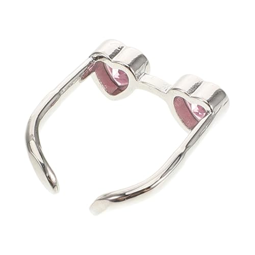 MUCKLILY Verstellbarer Offener Brillenring mit Rosafarbenem Herzmotiv Kreativer Schmuck für Modischer Statement fingerring für Damen Einzigartiger Stapelring mit Süßem Liebessymbol von MUCKLILY