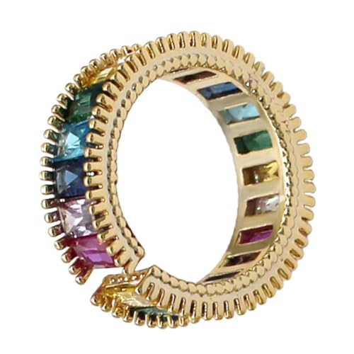 MUCKLILY Verstellbarer Offener Damenring Vintage Regenbogenfarbe Bunter Eleganter Schmuck für Frauen Verstellbarer Fingerring Modischer Boho stil Geschenk zu Hochzeit Muttertag Weihnachten von MUCKLILY
