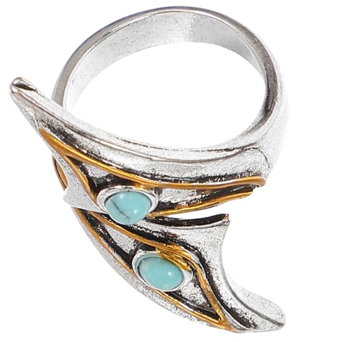 MUCKLILY Verstellbarer Offener Damensingelring mit Blauem Türkis Kleines Ästhetisches Schmuckstück Hautfreundlich und Handwerkskunst Eleganter Statement Ring für Besondere Anlässe von MUCKLILY