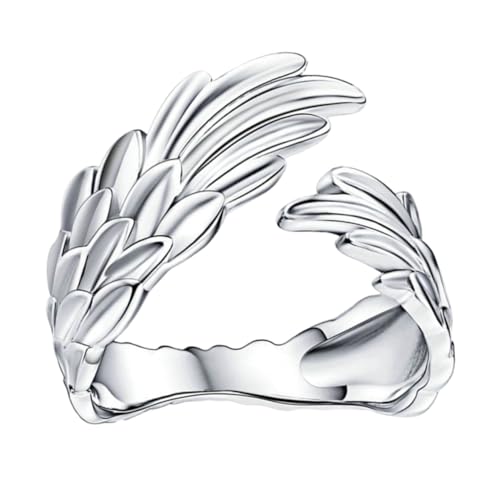 MUCKLILY Verstellbarer Offener Silberring mit Flügelmotiv Damen Schmuck Sterlingsilber Geschenkidee für Frauen und Mädchen Elegant Modisch Robust von MUCKLILY