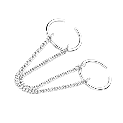 MUCKLILY Verstellbarer Silberfarbener Doppel finger Ring mit Kette Offenes Vintage Schmuckdesign Leichter Legierungsring für Damen und Herren Vielseitig Kombinierbar für Party und Alltag von MUCKLILY