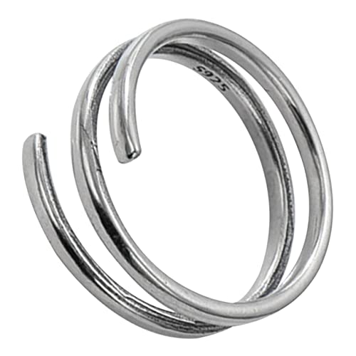 MUCKLILY Verstellbarer Silberring Damen Feiner Offener Finger Schmuck Elegant Poliert Chic Spirale Design für Party und Alltag von MUCKLILY