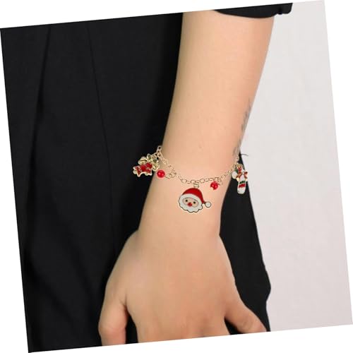 MUCKLILY Verstellbares Weihnachtsarmband aus Metall mit Santa Claus Candy Cane und Glocken Anhängern Emailliert Design für Teenager Mädchen Festliche Deko Schmuckaccessoire zu Weihnachten von MUCKLILY