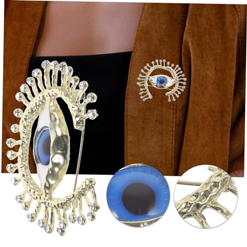MUCKLILY Vintage Brosche Damen mit Engelsauge und Strasssteinen Dekorative Anstecknadel für Rucksack Kleidung und Revers Stilvoller Lapel Pin Blau von MUCKLILY