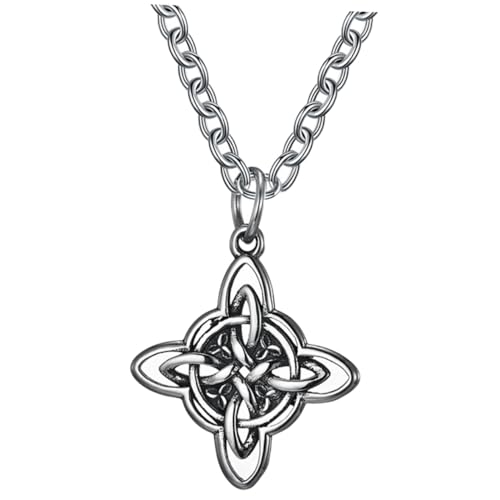 MUCKLILY Vintage Edelstahl Halskette mit Keltischem Hexenknoten Anhänger Hautfreundlich Leicht und Komfortabel Unisex Modeschmuck für Damen und Herren Passende für Alltag und Geschenke von MUCKLILY