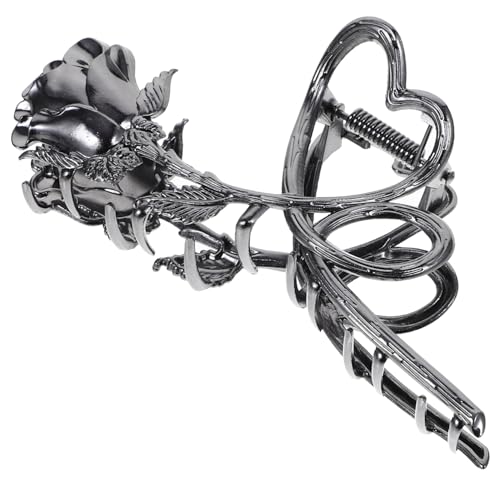 MUCKLILY Vintage Großer Haarkralle Clip mit Rosenmotiv Stabile Metall haarspange für Frauen und Teenager Starker Griff für Dickes und Langes Haar Praktisches Haaraccessoire für Alltag und von MUCKLILY