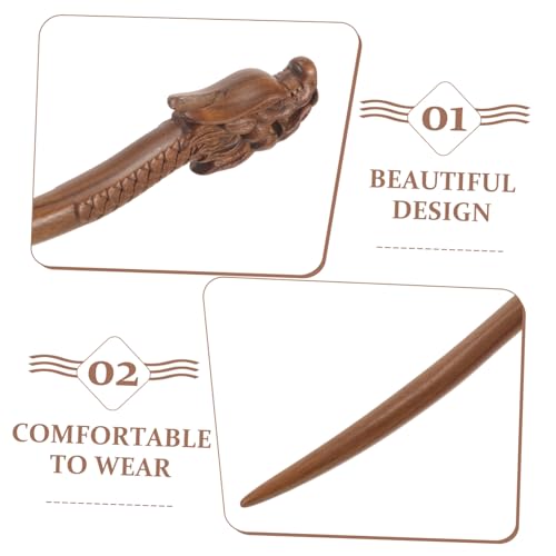 MUCKLILY Vintage Grüner Sandelholz Haarschmuck Haarnadel mit Drachenkopf Langes Holz haarstäbchen für Damen Mädchen Rutschfester Haarschmuck für Dutt Frisuren Robust und Formbeständig von MUCKLILY