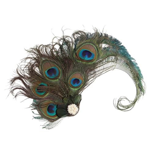 MUCKLILY Vintage Jahre Fascinator Haarclip mit Pfauenfedern Leichter Eleganter Kopfschmuck für Damen Stilvolles Accessoire für Halloween Partys und Festliche Anlässe von MUCKLILY