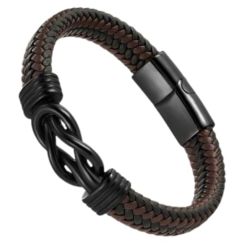MUCKLILY Vintage Lederarmband für Herren Geflochtenes Retro Armband mit Leichtmetalldekor Verstellbar Langlebig für Freizeit Formelle Anlässe von MUCKLILY