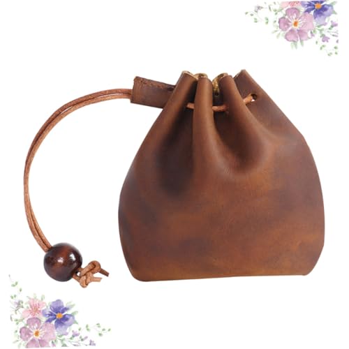 MUCKLILY Vintage Mini Aufbewahrungsbeutel Münzbeutel Kleingeldbörse Schlüsselmäppchen Design Leicht Braun für Alltag Schule Shopping von MUCKLILY