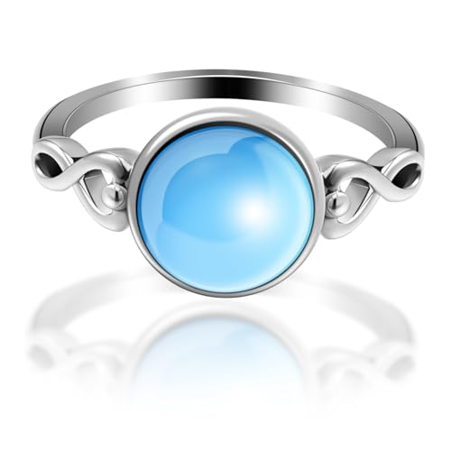 MUCKLILY Vintage Mondstein Ring Damen US Kupfer Glas Schmuck Statement Ring für Verlobung Hochzeit und Alltag Vielseitig Tragbar von MUCKLILY