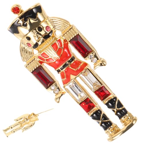 MUCKLILY Vintage Nutcracker Soldier Brosche Rot Metall Pin für Damen Niedlicher Dekorativer Anstecker für Kleidung Hut Schal und Rucksack Festlicher Look für Besondere Anlässe von MUCKLILY