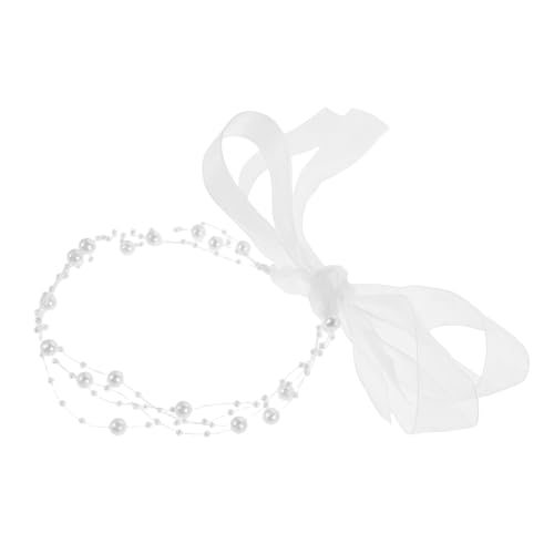 MUCKLILY Mehrsträngige Perlenkette Mehrlagiges Perlen-choker Mit Spitzenband Vintage-hochzeits-haarbänder Braut-kopfschmuck Für Frauen Hochzeits-urlaubsschmuck von MUCKLILY