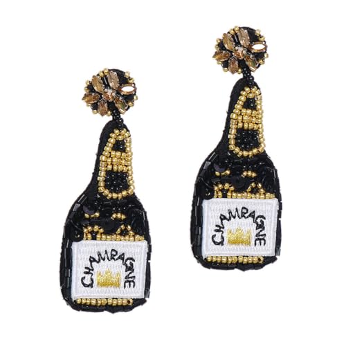 MUCKLILY Vintage Perlenohrringe Retro Weinflasche Design Handgefertigte Perlenohrringe für Frauen und Mädchen Stilvoller Ohrschmuck für Alltag und Festtage von MUCKLILY