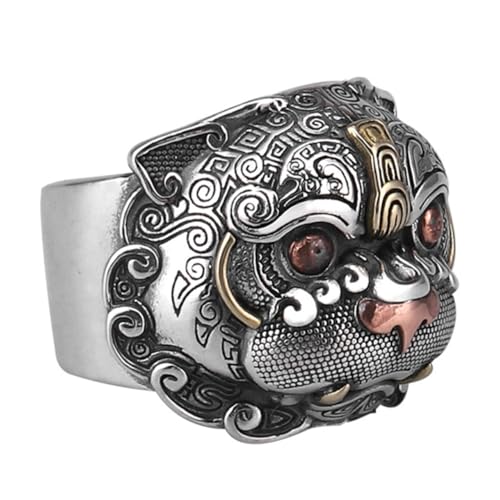 MUCKLILY Vintage Pi Yao Ring Kupfer Schmuck Punk Stil Reichtum Schutz Amulett Unisex Accessoire von MUCKLILY